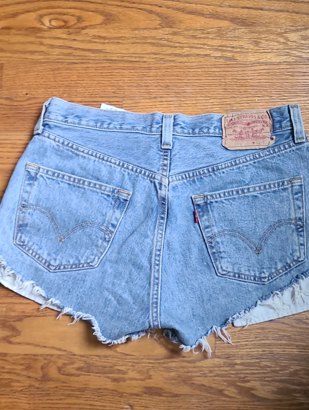 Levi's Light Blue Cutoff Denim Shorts with Frayed Hem